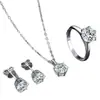 Conjunto de Brincos, Colar e Anel Clássico de Moissanita com Seis Garras, Venda Quente Transfronteiriça, Joias Versáteis de Prata S925 de Luxo Leve para Mulheres