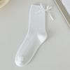 Meias de Ballet para Mulheres, Estilo Coreano, com Laço 3D no Calcanhar, Meias de Comprimento Médio, Meias Finas de Verão Empilhadas de Ponto Duplo