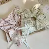 Nueva primavera y verano, pasta de frijoles verde fresco floral, aro para el cabello de intestino grueso, lazo de algodón, cinta para el cabello de niña, tocado de cuerda para mujer