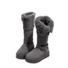 Botas de Nieve Grises de Suela Gruesa para Mujer 2026 Invierno Nuevas Botas Largas con Acolchado de Terciopelo Cálidas Botas Altas Zapatos Grandes de Algodón del Noreste