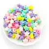 Cuentas Sueltas de Mariposa Acrílica Mixtas de 50 g, Cuentas Redondas, Forma de Corazón, Creativas para Pulsera DIY, Collar, Cuentas de Color Macarrón