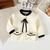 Suéter Cárdigan para Niños Otoño e Invierno Nuevo Estilo Moda para Bebé Niña Chaqueta de Punto Pequeña Fragante Moderna Estilo Coreano Top Moderno de Manga Larga