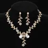 Nuevo conjunto de joyería de collar y pendientes de moda transfronteriza para novia con pedrería en forma de lágrima para accesorios de vestido de noche de mujer