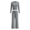 Ropa de Otoño 2026 para Mujer para Comercio Electrónico Transfronterizo, Amazon Europeo y Americano TK Conjunto Casual Americano de Color Sólido con Manga Larga y Pantalón Largo
