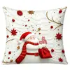 Funda de Almohada Serie Navideña con Estampado de Papá Noel y Muñeco de Nieve, Funda de Cojín Blanca, Almohada de Papá Noel