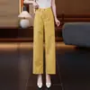 Elegantes Pantalones Rectos de Cintura Alta de Corte Ajustado para Mujer, Temporada Primavera/Verano 2026, Pantalones Cropped Adelgazantes para Figuras Pequeñas, Pantalones Versátiles para Traje Casual