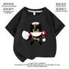 Camiseta de Dibujos Animados Gato Negro Sheriff Linda Animación Manga Corta para Hombre y Mujer Ropa de Estudiante Camisa de Verano para Niños de Media Manga Holgada