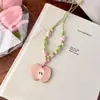 Collar de Manzana Cerámica Fresco de Verano para Mujer, Estilo Vacacional de Nicho, Ambiente Costero, Cadena Larga para Suéter, Accesorio para el Cuello