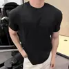 Camiseta de Verano para Hombre de Estilo Old Money, Texturizada, Corte Slim-Fit, Hombro Normal, Manga Corta, Secado Rápido, Elástica, para Deportes y Fitness, con Cuello Redondo