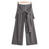 Pantalones casuales de dos piezas falsas con tirantes de diseño, pantalones de pierna ancha para mujer, otoño, cintura alta, adelgazantes, holgados, de pierna recta