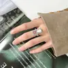 Popular explosivo Huabi joyería cobre chapado en oro simulación corte pagoda anillo de diamante aguamarina 8*10-8*8