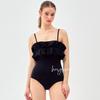 2 colores] fábrica de origen nuevo sexy color sólido retro tridimensional tubo pecho traje de baño de una pieza traje de baño para vacaciones de primavera caliente para mujer