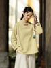 26 Otoño Nuevo Original Moda Algodón y Lino Suéter Top Cosido Estilo Retro República de China Cuello Alto Abotonado Vestido Camisa de Té