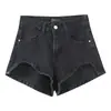 Shorts Jeans Pretos Femininos Verão Cintura Alta Emagrecedor Soltos Perna Larga Linha A Super Shorts Reta Hot Pants para Meninas Quentes