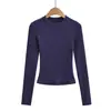 Xmy2555-25 Novo Estilo de Inverno Estilo Europeu e Americano Pura Desejo Forrado com Lã Quente Gola Redonda Manga Longa Slim Camiseta Base Interna