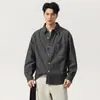 Roupas Masculinas Fengshe / Lançamento Primavera 2026 Novo Estilo Coreano Camisa de Algodão Solta Casual Vintage Camisa Jaqueta com Gola Reversível