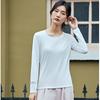 Ecoos Primavera y Otoño Nueva Camiseta de Fondo de Manga Larga Delgada de Color Puro con Cuello Redondo para Ropa Interior y Ropa Exterior Ajuste Entallado de Alta Elasticidad M361