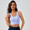 Procesamiento Personalizado de Nuevos Sujetadores Deportivos de Yoga Transfronterizos, Chalecos Deportivos Sexy de Espalda Descubierta con Cuello Bajo y Ropa de Fitness con Sensación de Segunda Piel