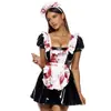 Tallas S-XL Disfraz de Maid Cosplay de Halloween, Disfraz de Maid Maligna Manchad de Sangre de Terror, Uniforme Sexy para Juego de Rol