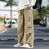 Pantalones de trabajo de talla grande modernos estilo americano para hombre, adecuados para primavera y otoño, casuales, de corte holgado, pierna recta, versátiles y de pierna ancha, largos, para looks casuales y deportivos