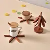 Tapete de Isolamento Térmico, Jogo Americano em Formato de Árvore, Suporte para Tigela, Porta-Copo, Jogo Americano Criativo Anti-Escaldante para Casa, Porta-Copo de Chá em Madeira Maciça, Decoração Fofa para Mesa