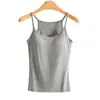 Camisola Simple de Modal con Tirantes Finos para Mujer con Copas Integradas, Adecuada para Usar en Capas por Dentro o por Fuera, Top Cómodo que Elimina la Necesidad de Usar Ropa Interior Adicional