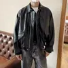 Chaqueta de Cuero Americana para Hombre Primavera Otoño Marca de Moda Holgada Casual High Street Ropa Urbana Genial Estilo Racing Ropa de Motociclista