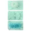 Novos Acessórios de Cabelo Macios de Nylon Rosca/Laço/Flor de Chiffon Acessórios Infantis Conjunto de Três Peças de Faixa de Cabelo