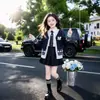 Conjunto de Policía Conejita para Niña Cardigan de Punto Primavera y Otoño Falda Plisada Estilo Universitario Camisa Vestido para Chica Grande