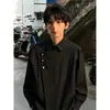 Wukong tem em estoque camisa polo masculina de algodão espacial para o verão, estilo americano, peso pesado, desconstruída, com meio zíper, corte reto, ombro real, manga curta