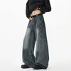 Jeans Vintage Lavados con Parches para Hombre de Primavera y Otoño, Pantalones Anchos de Corte Holgado, Ropa de Moda para Hombre