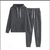 2024 Versión Coreana Nuevo Conjunto de Sudadera Unisex con Capucha de Color Sólido Talla Grande Conjunto Casual Holgado de Dos Piezas para Mujer