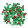 Hojas Verdes y Frutos Rojos Navideños Transfronterizos Decoración de Lugar Navideño Hojas Decoración de Empaque de Caja de Regalo Hojas Simuladas con Múltiples Formas