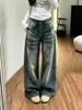 Chao Li tiene stock, estilo nuevo, americano, súper bonitos, desteñidos, holgados, jeans de mujer, adelgazantes, pierna curva, súper calientes, de largo hasta el suelo, pantalones de pierna ancha