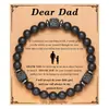 Amazon Explosions Pulsera para Hombre Pulsera de Piedra Volcánica Cuadrada Mate Regalo del Día del Padre Pulsera con Tarjeta para Papá
