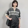 Cardigan de Tricô com Gola Redonda Estilo Francês para Tamanhos Maiores Feminino, Suéter Tendência de Outono Super Emagrecedor, Roupa Feminina de Marca Fashion