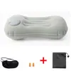 Almohada Inflable para Exteriores, Almohada Cuadrada Plegable Flocada, Máscara para Ojos, Juego de Tapones para los Oídos, Soporte Cervical para Dormir, Cojín Lumbar para Viajes Largos