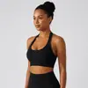 Lindo Top Esportivo com Costas em U e Alça no Pescoço à Prova de Choque para Fitness, Roupa de Yoga, Colete Respirável com Bojo Push-Up