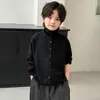 Conjunto Masculino Outono 2026 Novo Estilo Coreano Jaqueta de Tricô Tendência Calça de Terno Versátil Roupa Infantil de Duas Peças