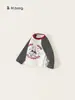 Roupa Infantil Bangxuan Camiseta para Meninos Primavera e Outono Nova Gola Redonda Manga Raglan Bebê Pulôver Infantil Estampado Moderno