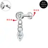 Brinco Stud para Lábio Liga de Titânio F136 Pingente de Cristal Stud para Hélice do Ouvido Coração de Pêssego Joia para Piercing com Rosca Interna G23 Argola para Lábio