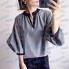 Blusa Redonda Decote V Manga Lanterna 7/8 1363 #
