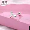Hee Goo E2151 S925 - Clavo de oreja con lazo de plata para mujer, estilo coreano, con hebilla de tornillo, nuevo