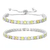 Conjunto de Pulseiras de Zircônia de Cor Secundária Mais Vendido Atravessando Fronteiras Combinação Cheia de Diamantes e Banhado a Ouro Branco Design Moderno Pulseira Tennis Pulseira