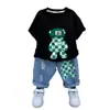 Conjunto de Verão para Meninos 2022 Novo Estiloso Bebê Verão Fresco Roupas Finas Conjunto de Shorts com Manga Curta Tendência Infantil