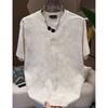 Nova Camiseta Pesada de Manga Curta para Homens de Verão, Moda Tendência com Letras em Relevo, Top Versátil de Meia Manga
