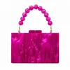 Bolsa de Noite Feminina Nova e Elegante em Acrílico Perolado de Comércio Exterior com Pulseira de Contas Portátil Bolsa para Vestido de Casamento