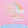 Decoración para Pastel Arcoíris Brillante Láser Unicornio Fiesta de Cumpleaños Postre Decoración Horneado Decoración de Pastel