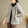 Abrigo suéter de piel de visón impermeable estilo tweed, nueva colección primavera/otoño 2026, cárdigan de punto suelto y suave estilo coreano