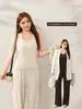 Conjunto de pantalones rectos de cintura alta con cuello halter para otoño, ropa para mujer de talla grande, corte holgado, adelgazante, conjunto de dos piezas 88047